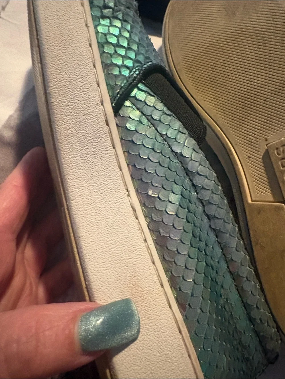 Michael Kors Iridescent gold snakeskin  Slip-On Sneakers.  Sz 8